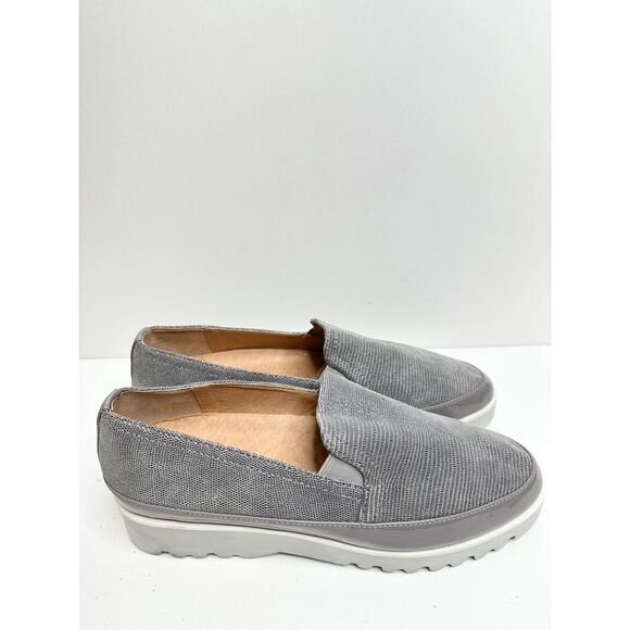 Donald Pliner Sneaker Womens Size 8.5 Leather‎ Gray Slip On Shoes - Picture 2 of 10